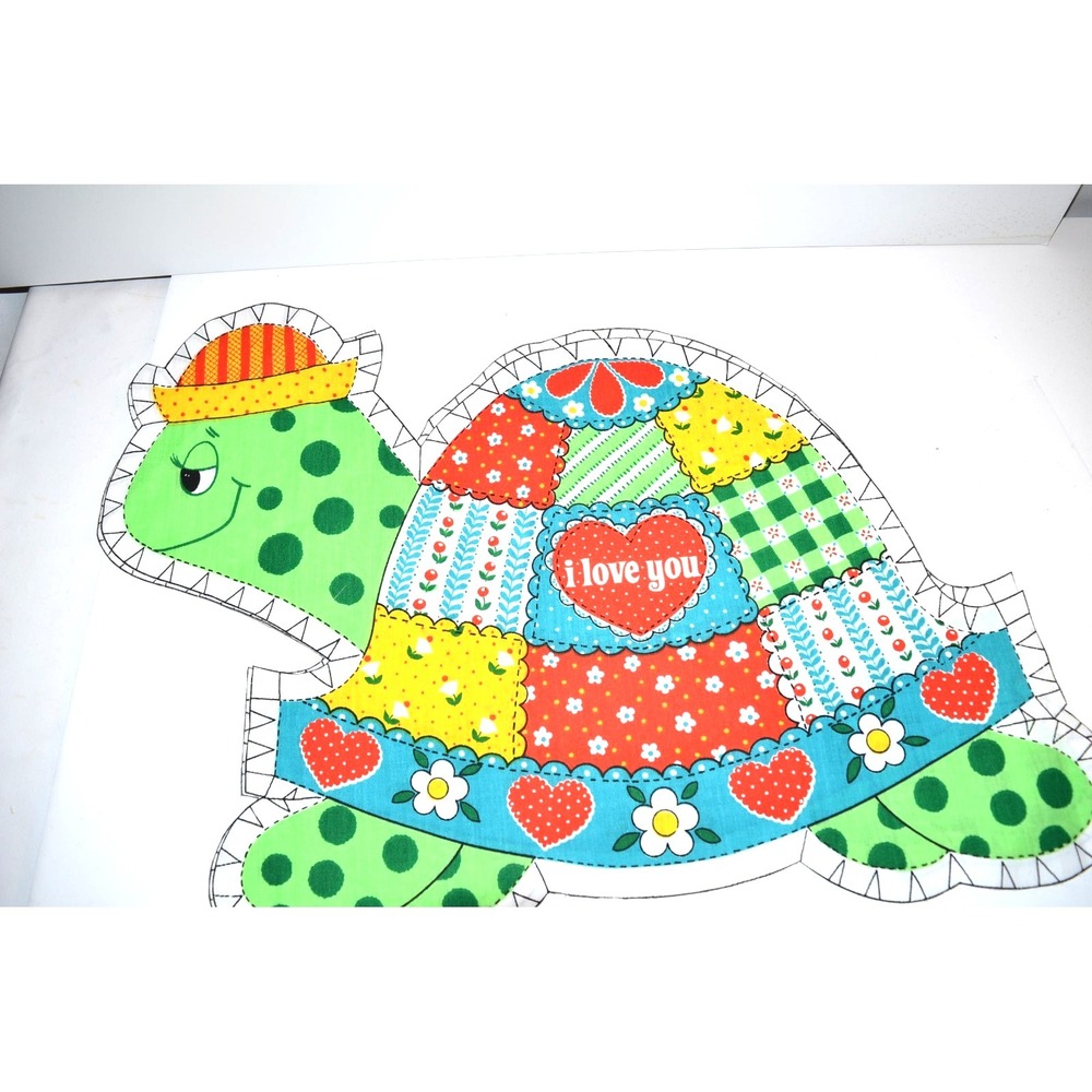 Spring Mills Turtle Fabric "I Love You" Panel  Pattern # 7406 Vintage Retro